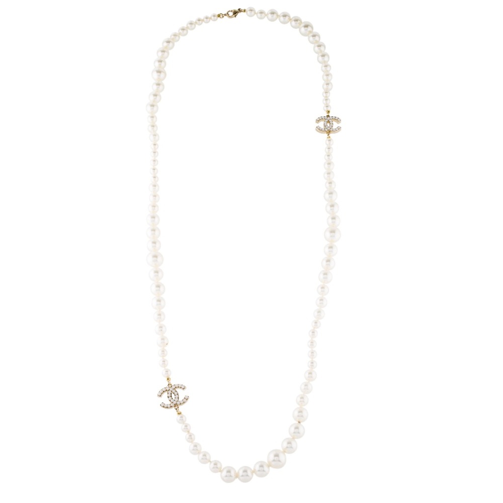 Chanel Faux Pearl Cc Necklace